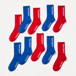 Pack of 10 pares de Socks para Men medianos 7 rojos y 3 azules Team Speed