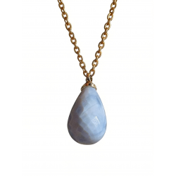 Blue Opal Pendant. Teardrop gemstone. Blue necklace. October birthstone