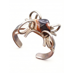 Modernist Silver and Stone Bracelet - Artist 1970s