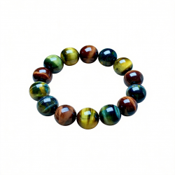 85G Natural Double Blue-Yellow Tiger's eye Crystal Beads Bracelet