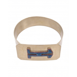 Blue Metal and Enamel Bracelet - 70's Artist