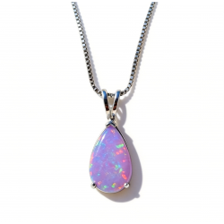 Dainty Opal Purple Pendant Teardrop Minimalist Opalite Necklace Women