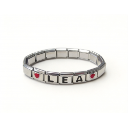 Customizable and Adjustable First Name Letter Bracelet, Red Heart Logo