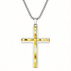 Golden Cross Multi-Layered Stainless Steel Couple Men's Pendant Necklace