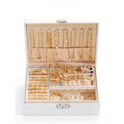 86pcs/Set Elegant Pearl Earrings Multi-Layered Necklace Ear Studs Rings 4-In-1 J