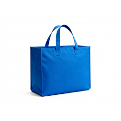 Chic Women's Bag Blue Double Handles Inner Pouch Compact Square Tote
