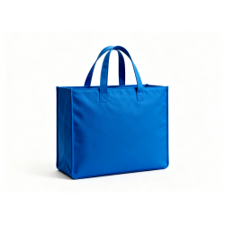 Chic Women's Bag Blue Double Handles Inner Pouch Compact Square Tote
