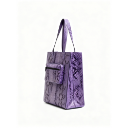 Chic Women's Bag Snake Purple Double Handle Inner Pouch Square Tote