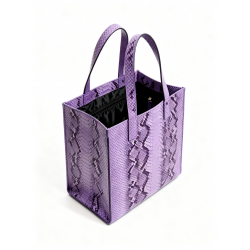Chic Women's bag Snake Purple Square Tote Inner bag Black Detail