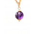 Genuine AAA Amethyst gold necklace. Large 12mm Purple gemstone Pendant