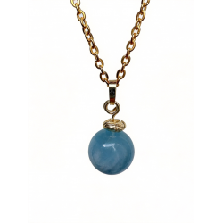 Genuine AAA+ Aquamarine Gold Necklace. Large 12mm gemstone pendant. Handmade