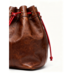 Backpack Leather Chocolate Brown Bucket Bag Drawstring Redwall Vintage