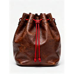 Backpack Leather Chocolate Brown Bucket Bag Drawstring Redwall Vintage