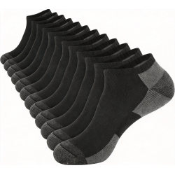 12 Pack Mens Cushioned Ankle Socks, Low Cut Breathable Casual Socks (Shoe Size 6