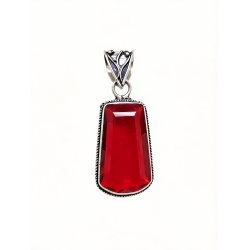 Mozambique Garnet Gemstone Handmade 925 Sterling Silver Pendant 1.80" Necklace