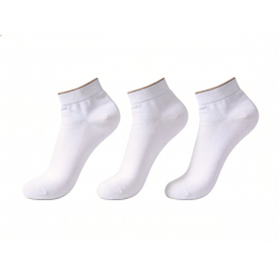 3 Pair Men's Bamboo short Shaft Socks without Elastic Soft Rim White 39 To 46