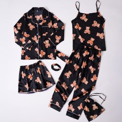 2025 Ozon Factory Direct Kids' 7-Piece Silk Striped Pajamas - All-Season Loungewear Set