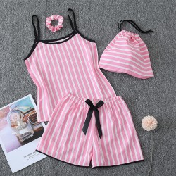 OZON Summer Thin Pajamas - 7-Piece Set (Women's Camisole, Vest & Shorts + Kids' Outfit)
