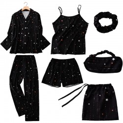 Factory Direct Women's 7-Piece Rayon Silk Pajama Set - 4-Season Wear Camisole & Shorts Loungewear