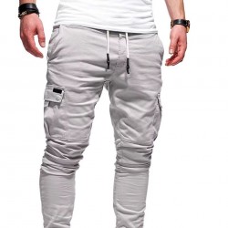 100% Cotton Men Casual Regular Fit Pleated Front Elastic Waist Breathable Canvas Trousers Pants Outdoor Fitness Street
