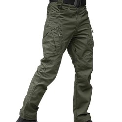 Tactical Lightweight Cotton/Polyester Casual Cargo Pants Men Outdoor Windproof Breathable Elastic Waist Hiking Hunting