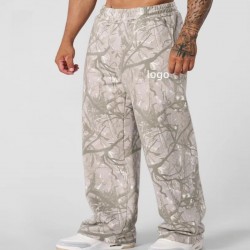 High Quality Casual Oversize Camouflage Pants Streetwear Real Tree Camo French Terry Wide Leg Sweatpants for Men
