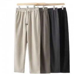 Fashion Logo Casual Men Sports Pants High Waist Breathable Anti-Wrinkle Straight Pant Cotton Polyester Drawstring