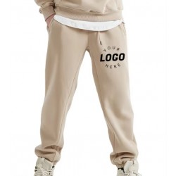 Heavy Weight Men Cotton Terry Fleece Lined Sweatpants Logo Blank Thick Joggers Mid Waist Wide Leg Casual Track Pant Jun 21