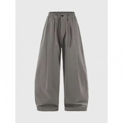 Stylish Men Worsted Lightweight Casual Wide Leg Pants Garment Dyed Anti-shrink Breathable Comfortable Mid Waist Curved Blade
