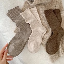 High Quality Autumn Winter Striped Solid Color Women Socks Simple Style Mid Calf Soft Slouch Socks$20 off shippingDelivery by Jun 09