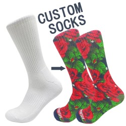According To Your Request ized Patterns Design Own Socks White Crew Digital Print Socks Sublimation Blank Socks 26%