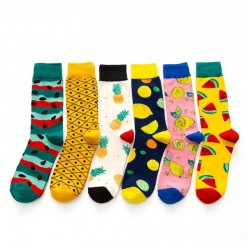 Colorful Fruit Pattern Mid-Calf Socks - Fashionable And Versatile, Comfortable Cotton, Unisex Style