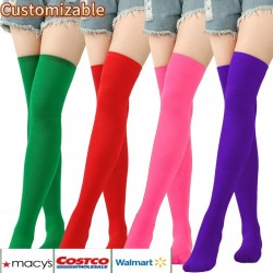 Women's Thigh-High Over Knee Colorful Halloween Novelty Cozy Crew Gift Plain Xmas Happy Striped Christmas Tube Socks Stocking$20 off shippingDelivery