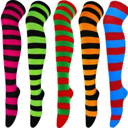 Women's Thigh-High Compression Socks with Breathable Knitted Striped Stocking Warm Knee-Length Daily Use Socks