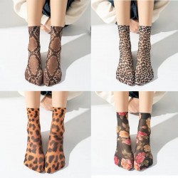 Women's High Top Leopard Print Crew Socks Winter Sports Running Hiking Knitted Leopard Print Socks$20 off shippingLower priced than similar