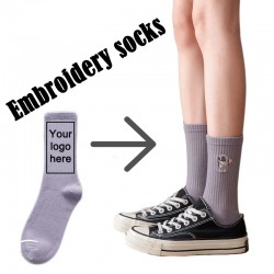 certifiedWholesale High Quality Designer Personalised Plain Knitted Embroidery Crew Men Embroidered Socks 19%