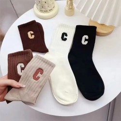 Women's Autumn Winter Crew Sports Socks Embroidered Letters Big C College Solid Design Style SockFREE shippingDelivery by Jun 07