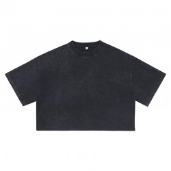 Acid Wash Vintage Cut Cotton T-shirt Crop Top Hot Sexy Girl Women's T-shirts Tee Cropped T-shirt Women Streetwear