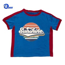 Women's Y2K Vintage Letter Print Crop Tops Short Sleeve Summer Streetwear Casual Tees Contrast Colors Baby Knitted Plain Dyed