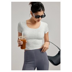 Women's Breathable Crew Neck Crop Top T-Shirt Sports Leisure Short Sleeves Sportswear Skinny Fit Polyester/Rayon All