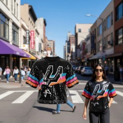 New San Antonio Black Sequin Blouse for Ladies Fashion Luxury Basketball Fan Antonio Fiesta Cheer Loose Sequin Tops
