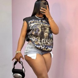 G00174C Summer Women Print Tops