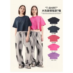 Women's Crop Top T-Shirt Acid Wash Vintage Cut Cotton T-Shirt Sexy Girl for Women Tee Cropped T-shirt Streetwear