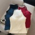 Summer Ladies Vest White Cotton Ribbed Women's Crop Tank Top Breathable Sleeveless Racerback Bow Collar Lace Feather Crop Top