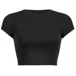 certifiedFengway Women's T-shirts Tee Top Square Collar Crop Tops Solid Color Short Sleeve T-Shirt for Women