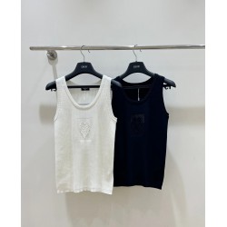 Designer Women's Summer Fitness Tank Tops Breathable Knitted Ribbed Casual Short Length Black Color