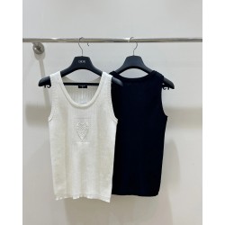 Designer Women's Summer Fitness Tank Tops Breathable Knitted Ribbed Casual Short Length Black Color