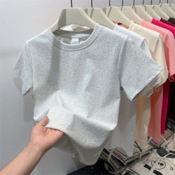 Basic Blanks White Luxury T-Shirt Cotton T-Shirt T-Shirt Baby Tees Crop Tops for Women
