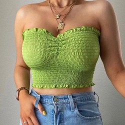 New Solid Color Summer Wrap Chest All-match Bottoming Shirt Women's Cropped tank Top