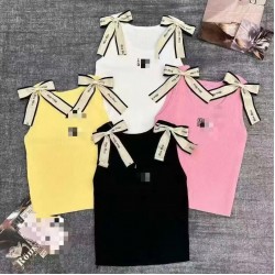 Women's Y2K Summer Designer Casual Short Tank Top Breathable Knitted with Front Letter Print